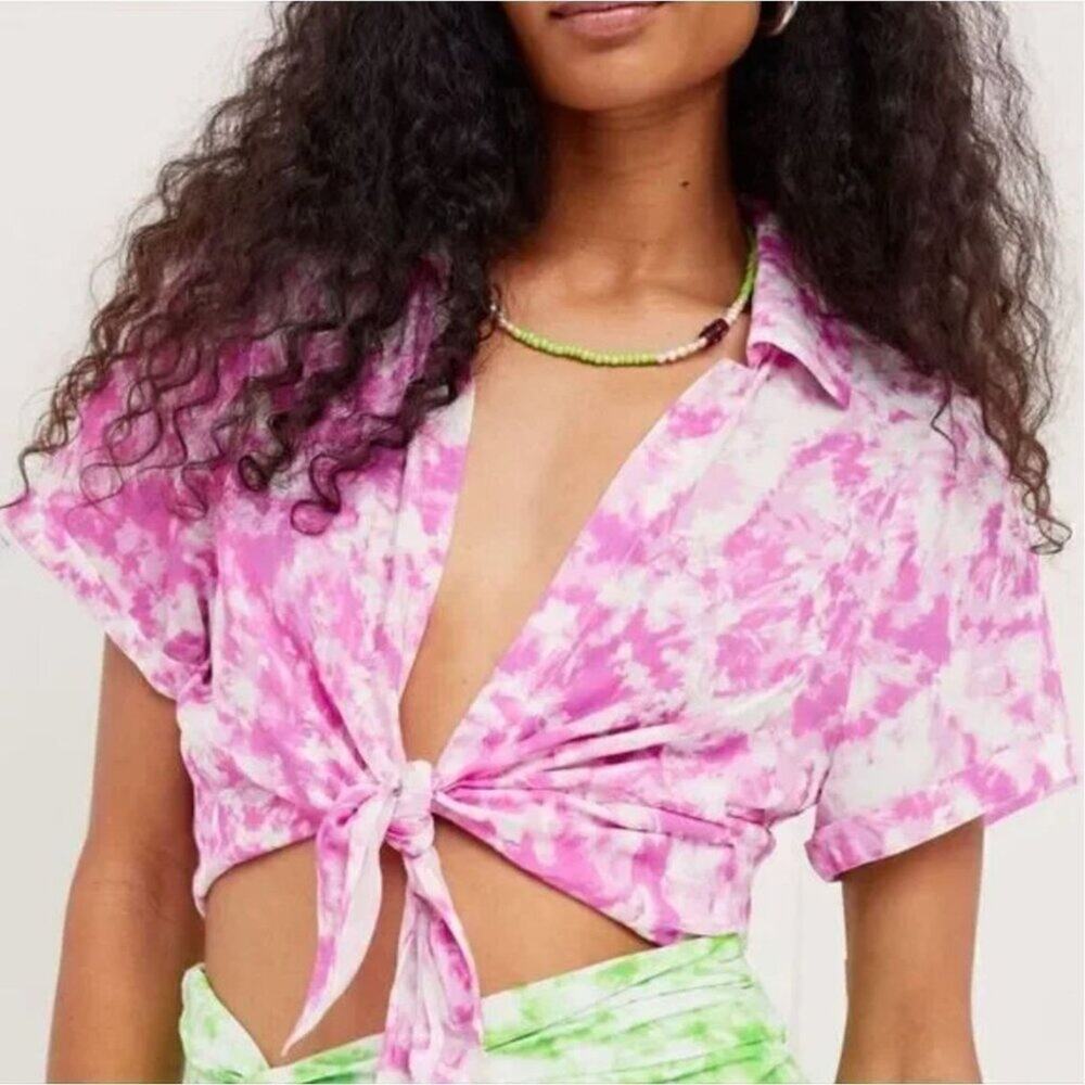 For Love And Lemons Devon Tie Dye Knot Crop Top